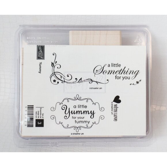 3 Vintage Rubber Stamps Yummy Stampin Up A little Something A little yummy for y - Picture 1 of 2